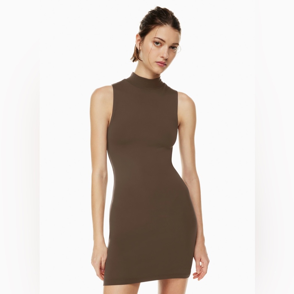 SOLD - Artizia Babaton Brown Sleeveless Midi Dress Mock Neck